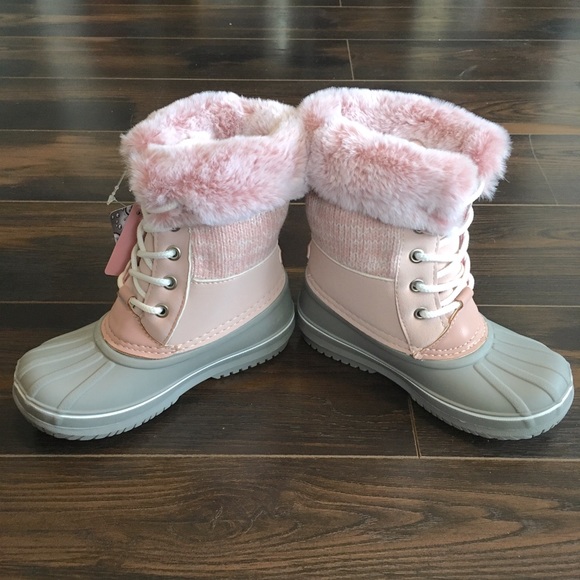 NWT! LONDON FOG Cold Weather Commander Boots PINK/GREY Toddler Size 10 Rain/Snow - Picture 7 of 12